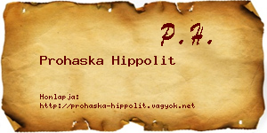 Prohaska Hippolit névjegykártya